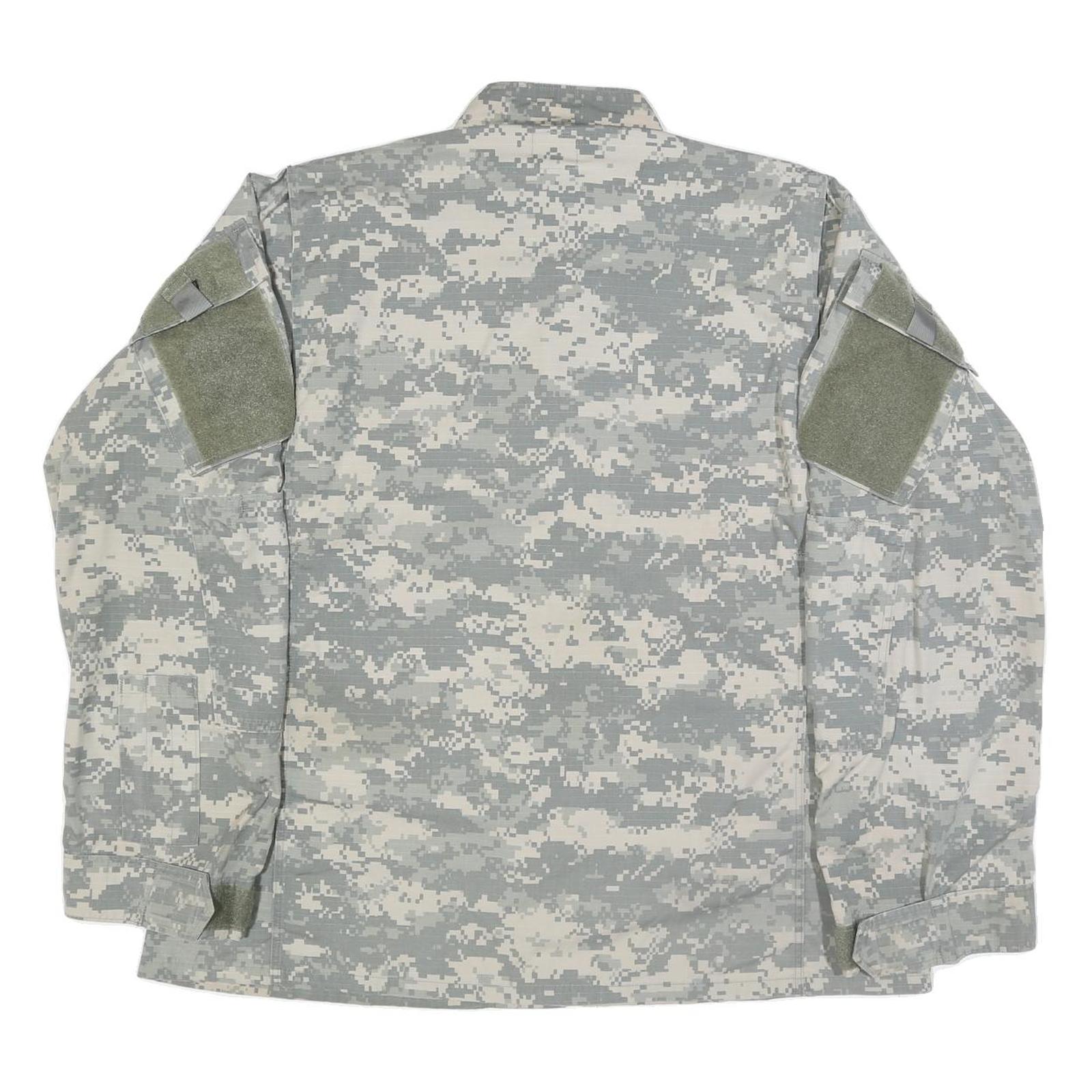 CARIBBEAN NEEDLE POINT Mens Grey Digital Camouflage Military Cotton Blend Jacket