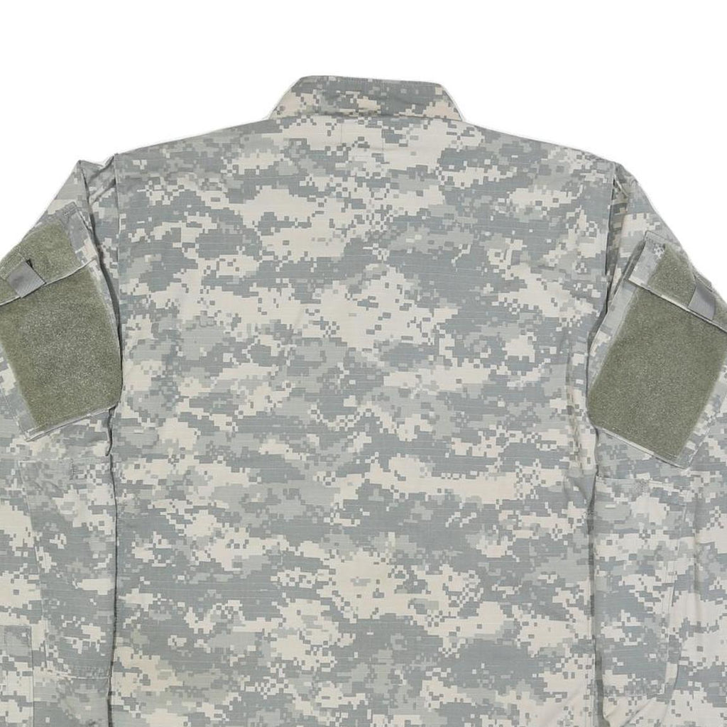 CARIBBEAN NEEDLE POINT Mens Grey Digital Camouflage Military Cotton Blend Jacket
