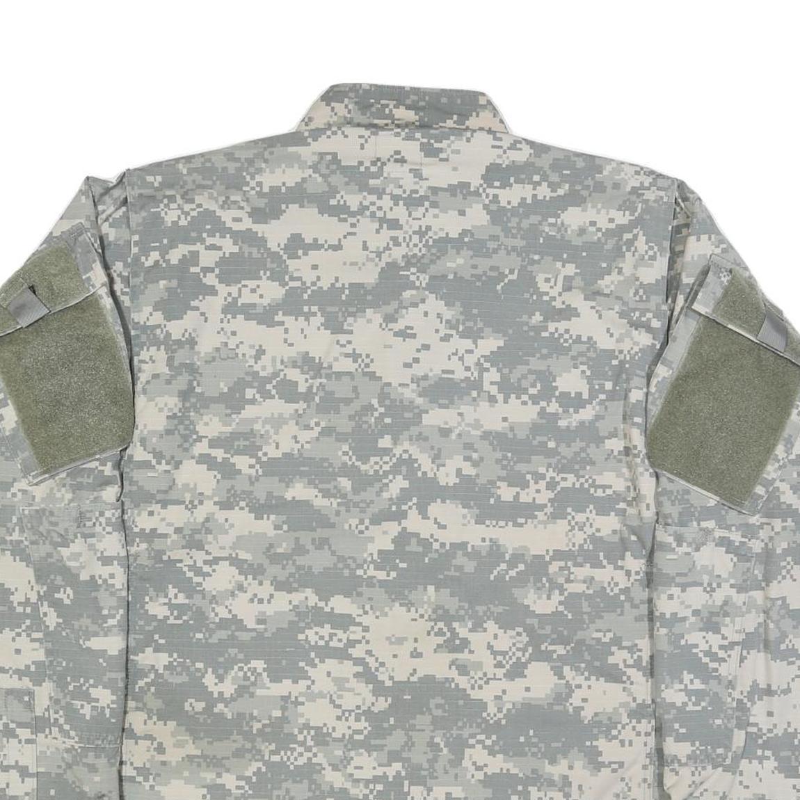 CARIBBEAN NEEDLE POINT Mens Grey Digital Camouflage Military Cotton Blend Jacket