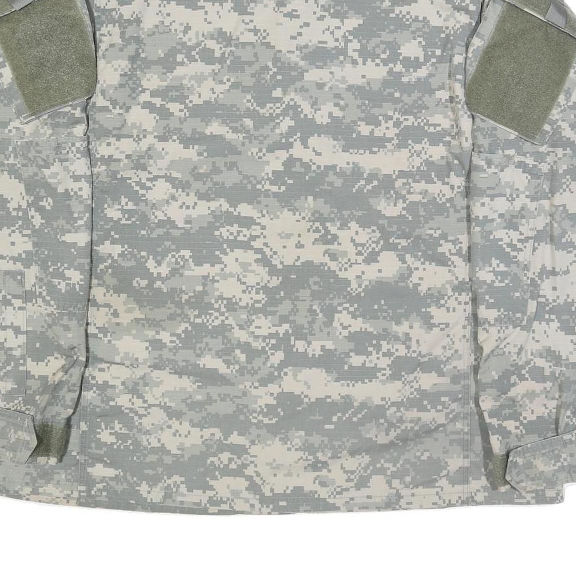 CARIBBEAN NEEDLE POINT Mens Grey Digital Camouflage Military Cotton Blend Jacket