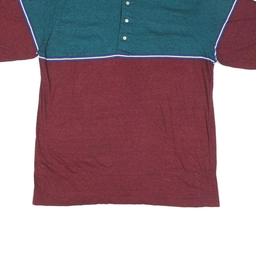 SANSABELT Mens Blue & Maroon Short Sleeve Polo Shirt XL Cotton Blend Casual