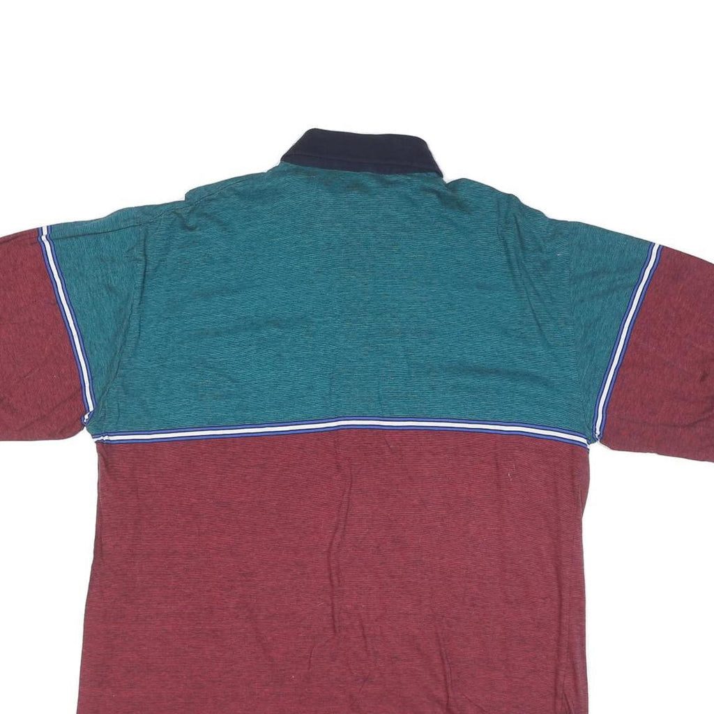 SANSABELT Mens Blue & Maroon Short Sleeve Polo Shirt XL Cotton Blend Casual