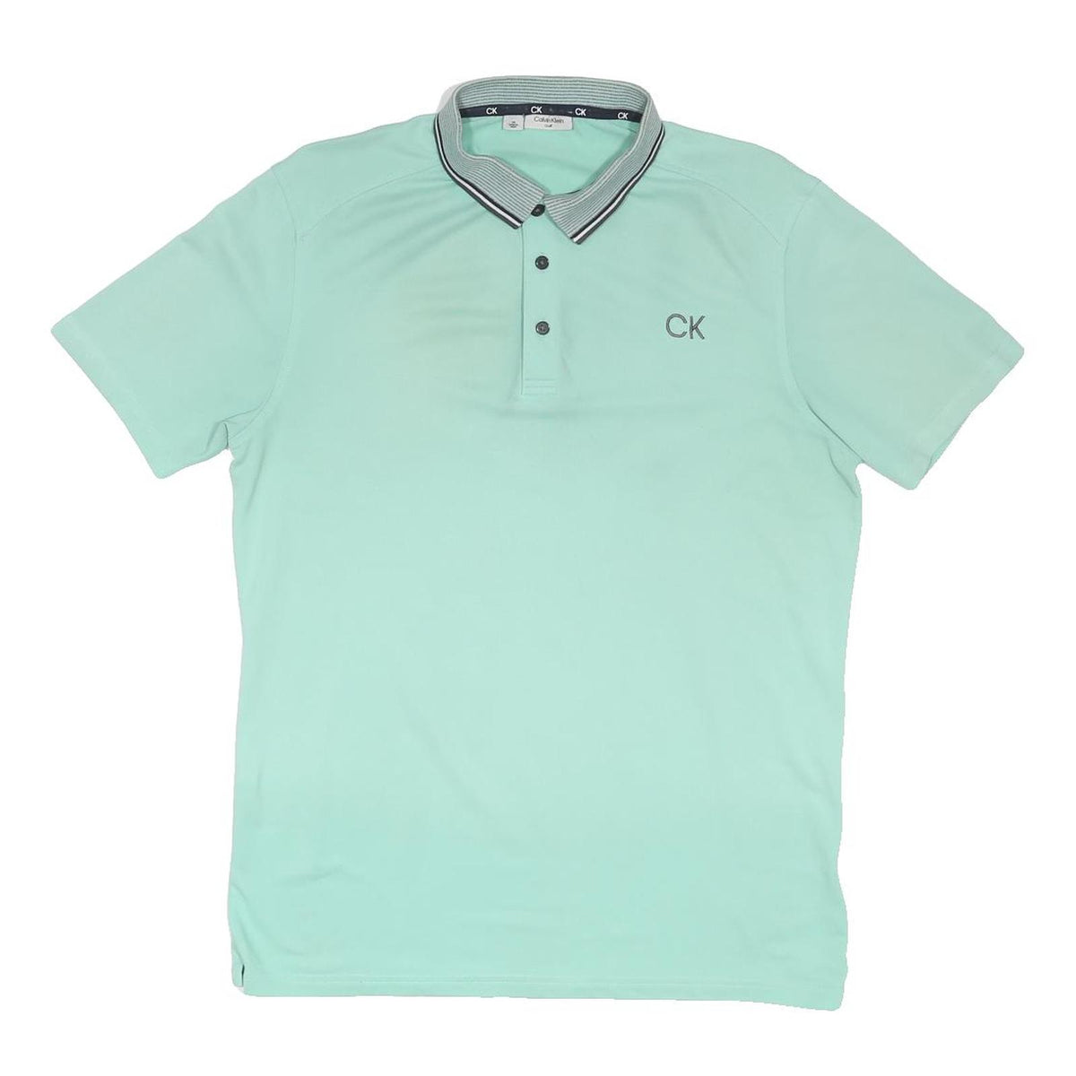CALVIN KLEIN Mens Mint Green Short Sleeve CK Logo Polo Shirt M Classic Fit