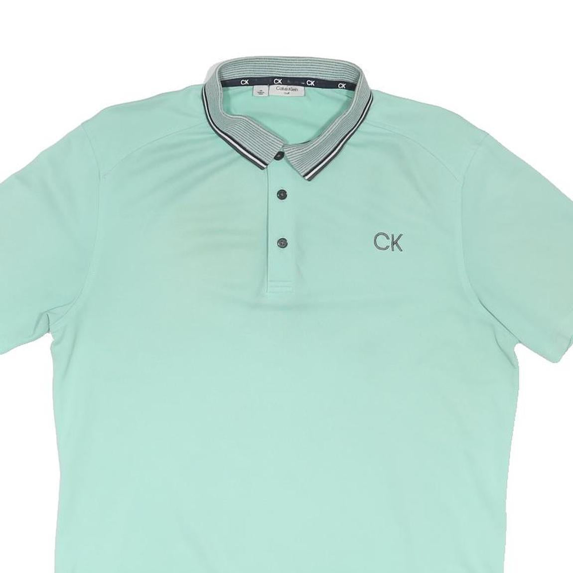 CALVIN KLEIN Mens Mint Green Short Sleeve CK Logo Polo Shirt M Classic Fit