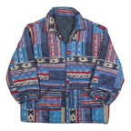Womens Blue Red Patterned Classic Polyester Blend Quilted Jacket M Zip