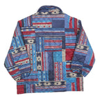 Womens Blue Red Patterned Classic Polyester Blend Quilted Jacket M Zip