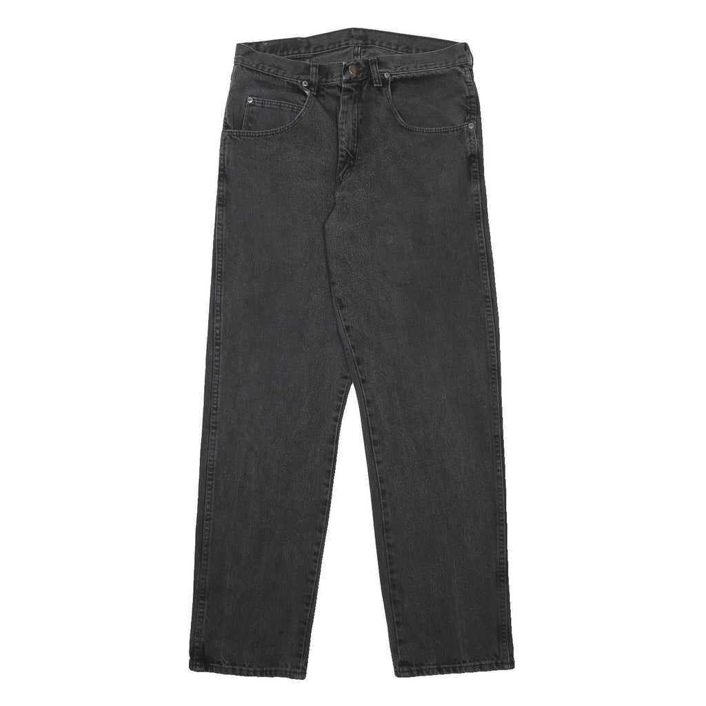 WRANGLER Mens Black Relaxed Fit Straight Leg Denim Cotton Raw Jeans W33 L32 Zip