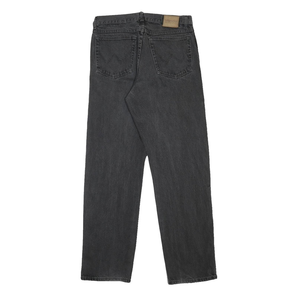 WRANGLER Mens Black Relaxed Fit Straight Leg Denim Cotton Raw Jeans W33 L32 Zip
