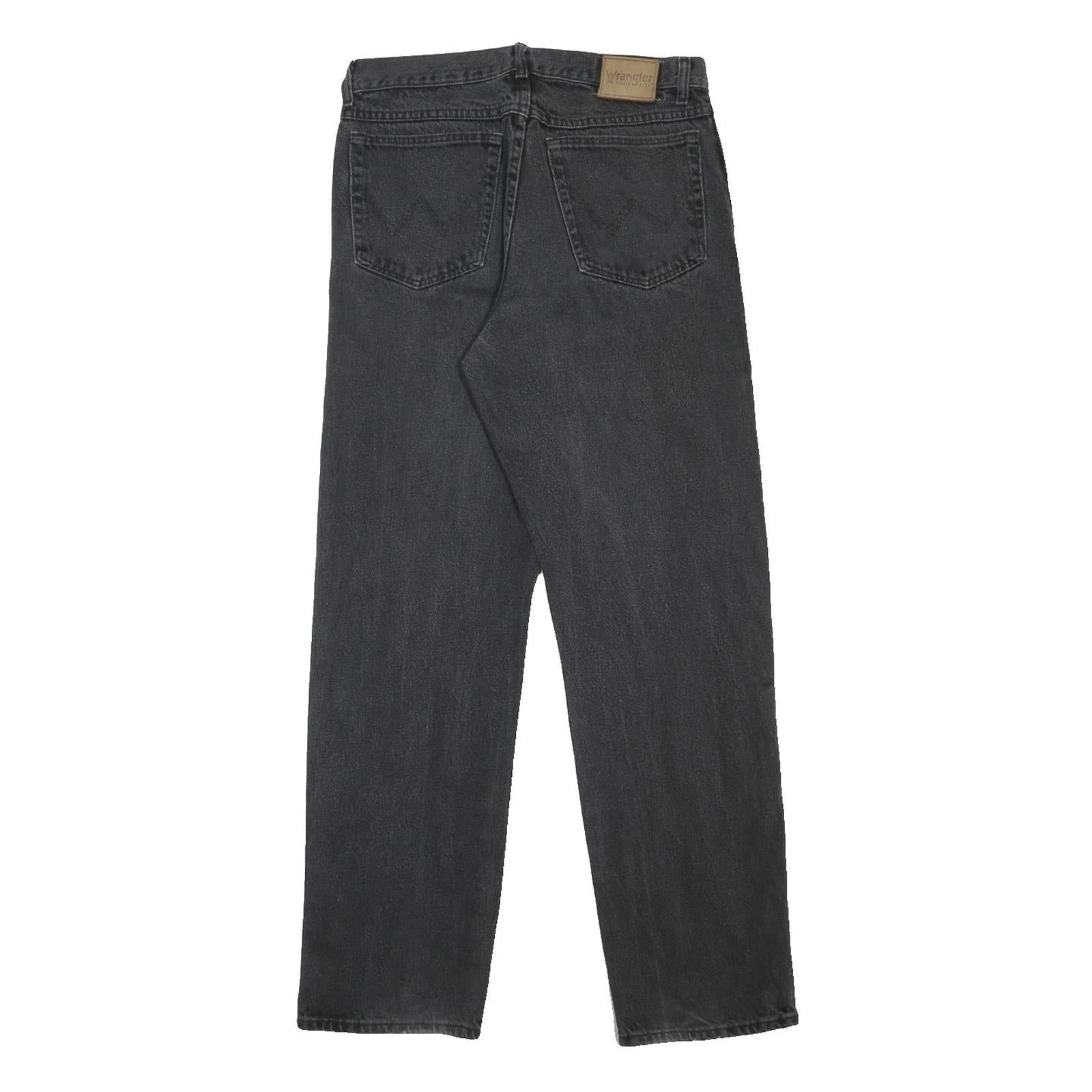 WRANGLER Mens Black Relaxed Fit Straight Leg Denim Cotton Raw Jeans W33 L32 Zip