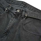 WRANGLER Mens Black Relaxed Fit Straight Leg Denim Cotton Raw Jeans W33 L32 Zip