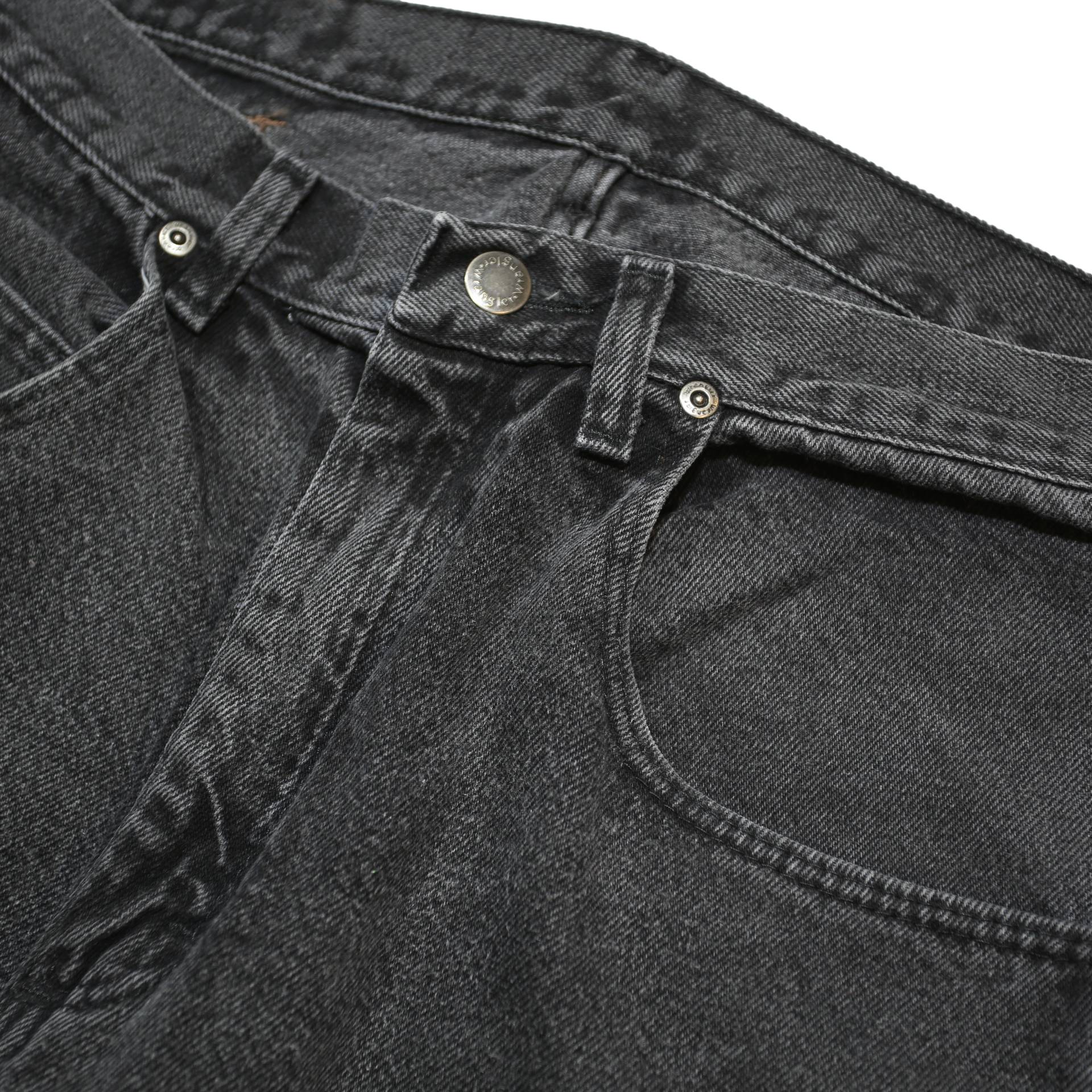 WRANGLER Mens Black Relaxed Fit Straight Leg Denim Cotton Raw Jeans W33 L32 Zip