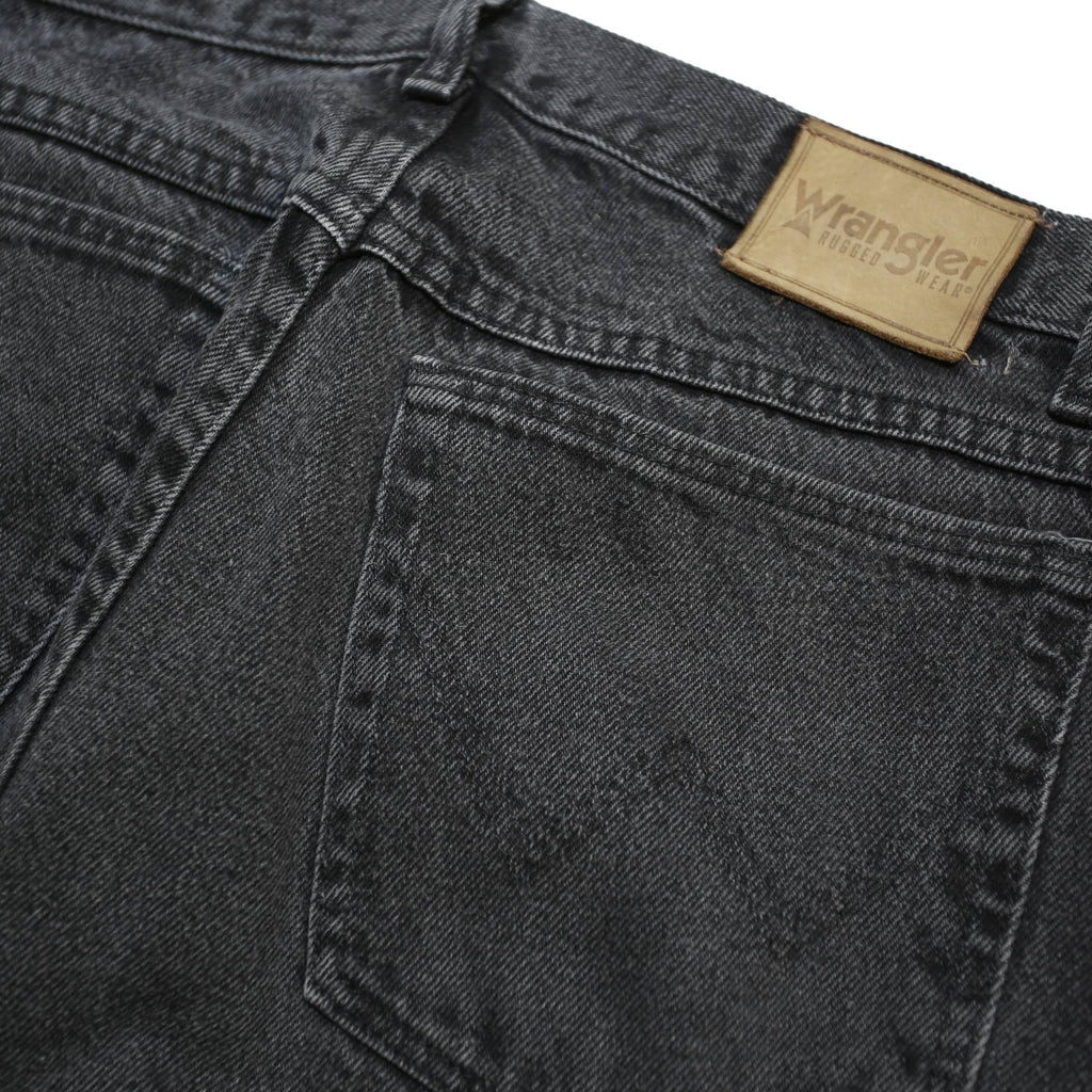 WRANGLER Mens Black Relaxed Fit Straight Leg Denim Cotton Raw Jeans W33 L32 Zip