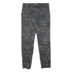 SKATE NATION Mens Slim Drawstring Cotton Blend Grey Camouflage Trousers W29 L28