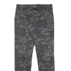 SKATE NATION Mens Slim Drawstring Cotton Blend Grey Camouflage Trousers W29 L28