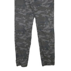 SKATE NATION Mens Slim Drawstring Cotton Blend Grey Camouflage Trousers W29 L28