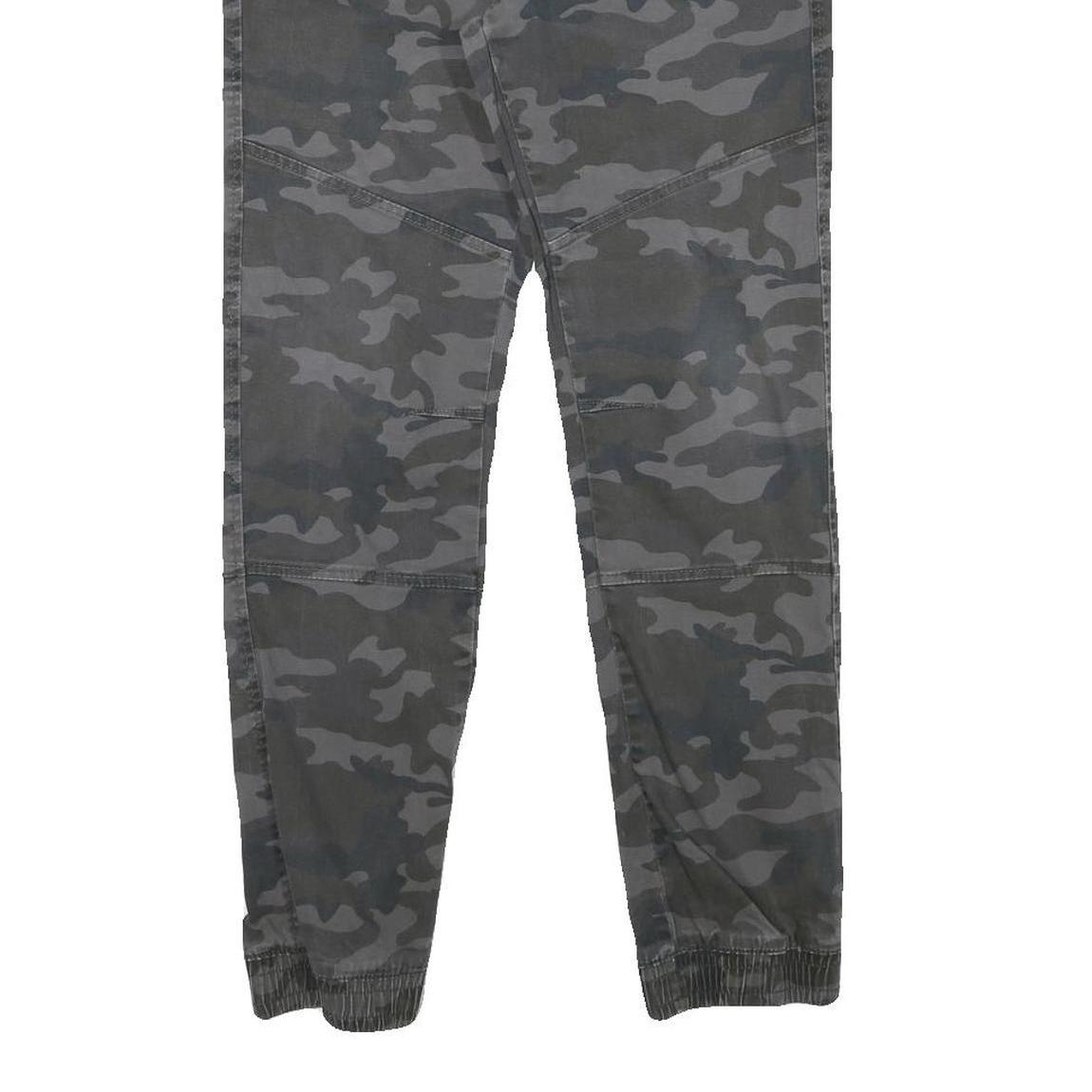 SKATE NATION Mens Slim Drawstring Cotton Blend Grey Camouflage Trousers W29 L28