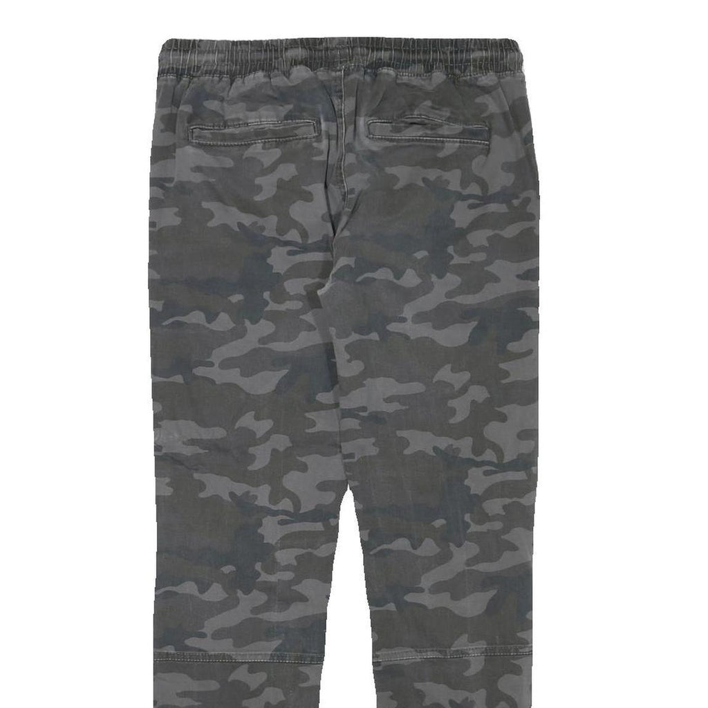 SKATE NATION Mens Slim Drawstring Cotton Blend Grey Camouflage Trousers W29 L28