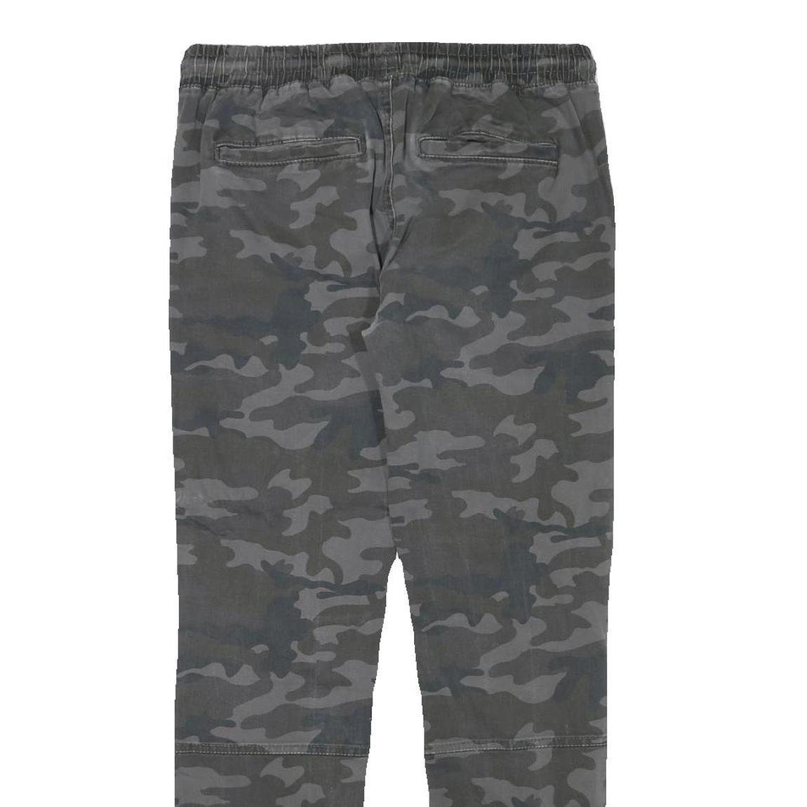 SKATE NATION Mens Slim Drawstring Cotton Blend Grey Camouflage Trousers W29 L28