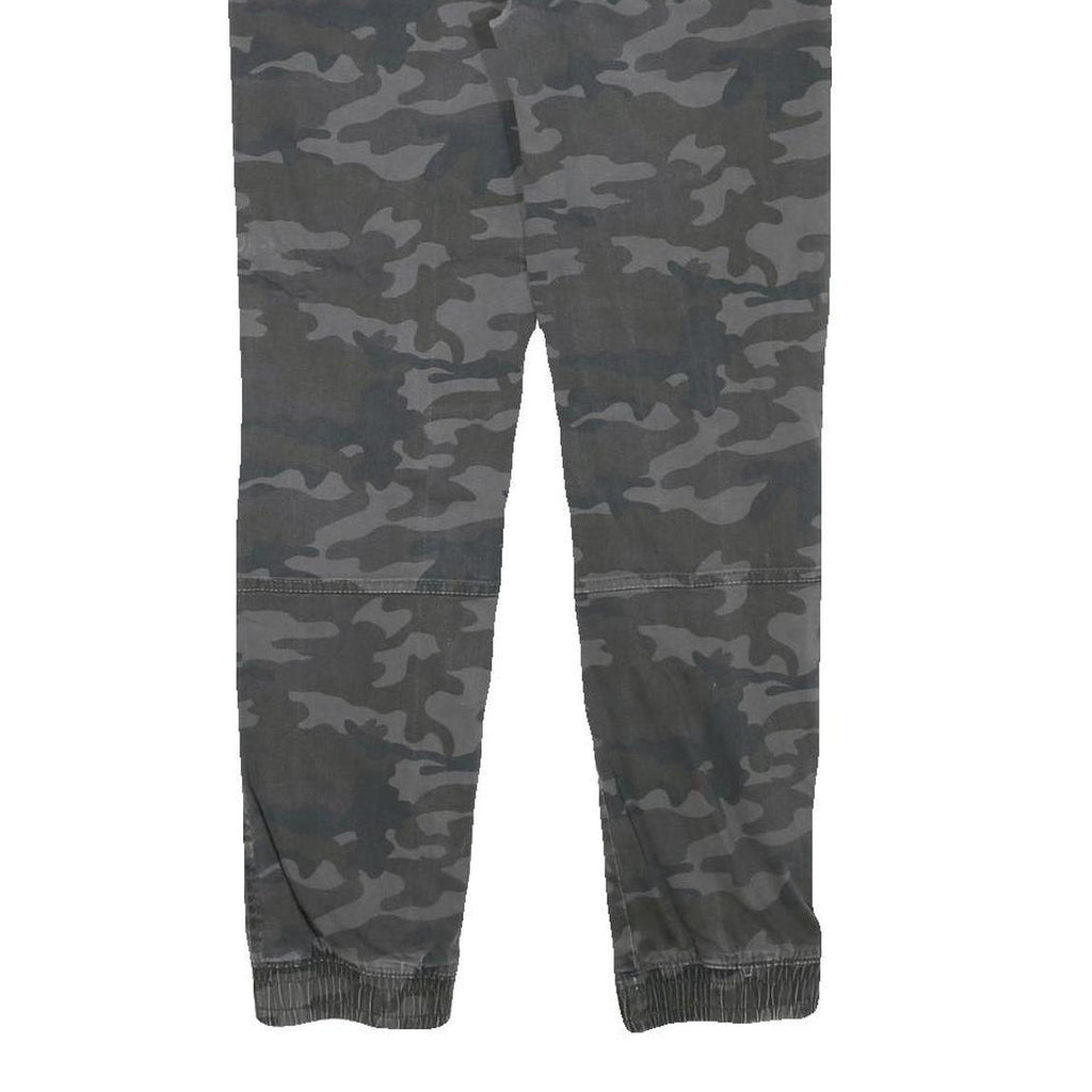 SKATE NATION Mens Slim Drawstring Cotton Blend Grey Camouflage Trousers W29 L28