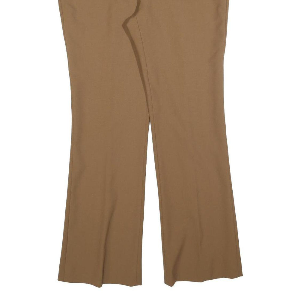 ZARA Womens Cotton Blend Regular Beige Bootcut Trousers W34 L32 Stylish Casual