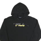 FILA Womens Black Hoodie L Cotton Blend Pullover Cropped Sweatshirt