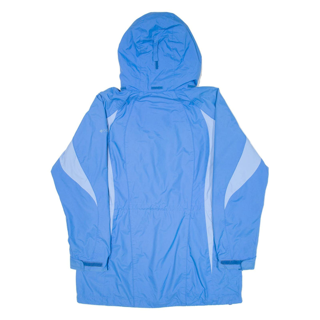COLUMBIA Womens Rain Coat Blue Nylon Hooded L