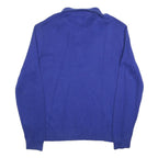 POLO RALPH LAUREN Mens Blue Jumper Plain 1/4 Zip Crew Neck Cotton L Stylish