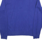 POLO RALPH LAUREN Mens Blue Jumper Plain 1/4 Zip Crew Neck Cotton L Stylish
