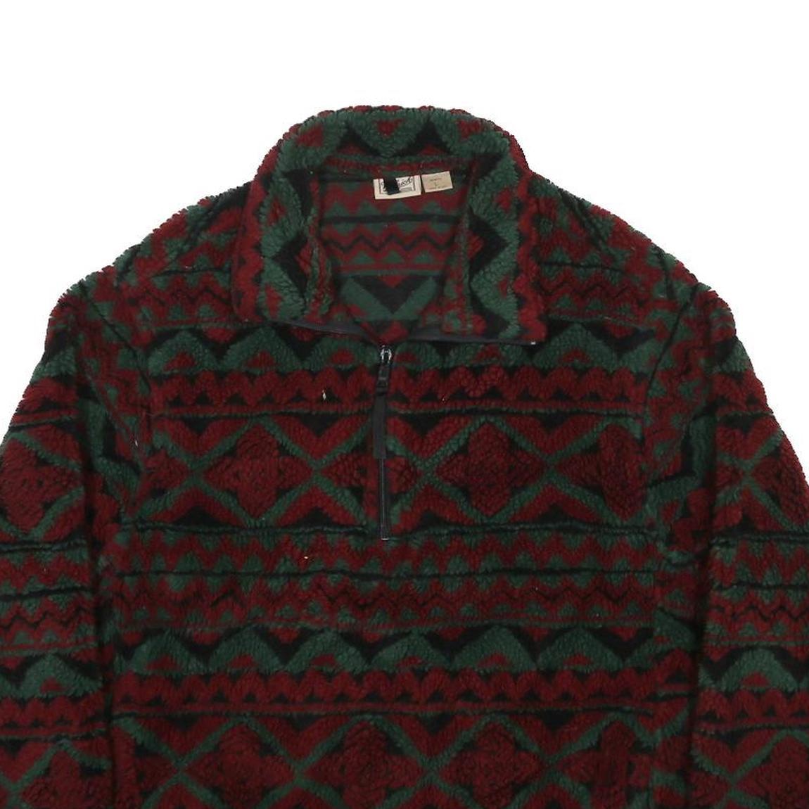 WOOLRICH Womens Red & Green Pattern Fleece Jacket L Polyester Zip