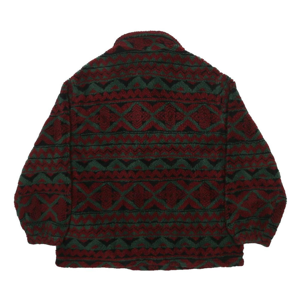 WOOLRICH Womens Red & Green Pattern Fleece Jacket L Polyester Zip
