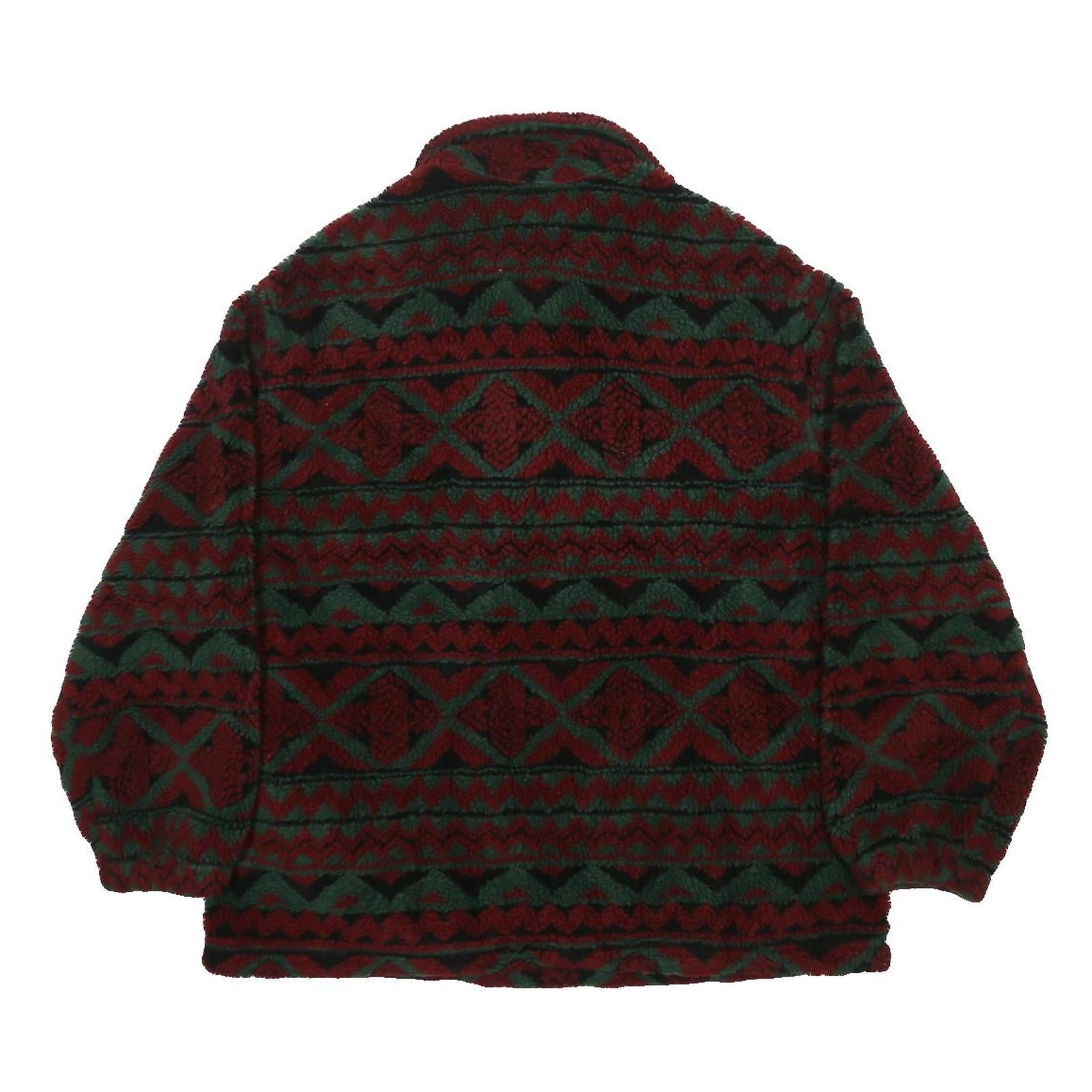 WOOLRICH Womens Red & Green Pattern Fleece Jacket L Polyester Zip