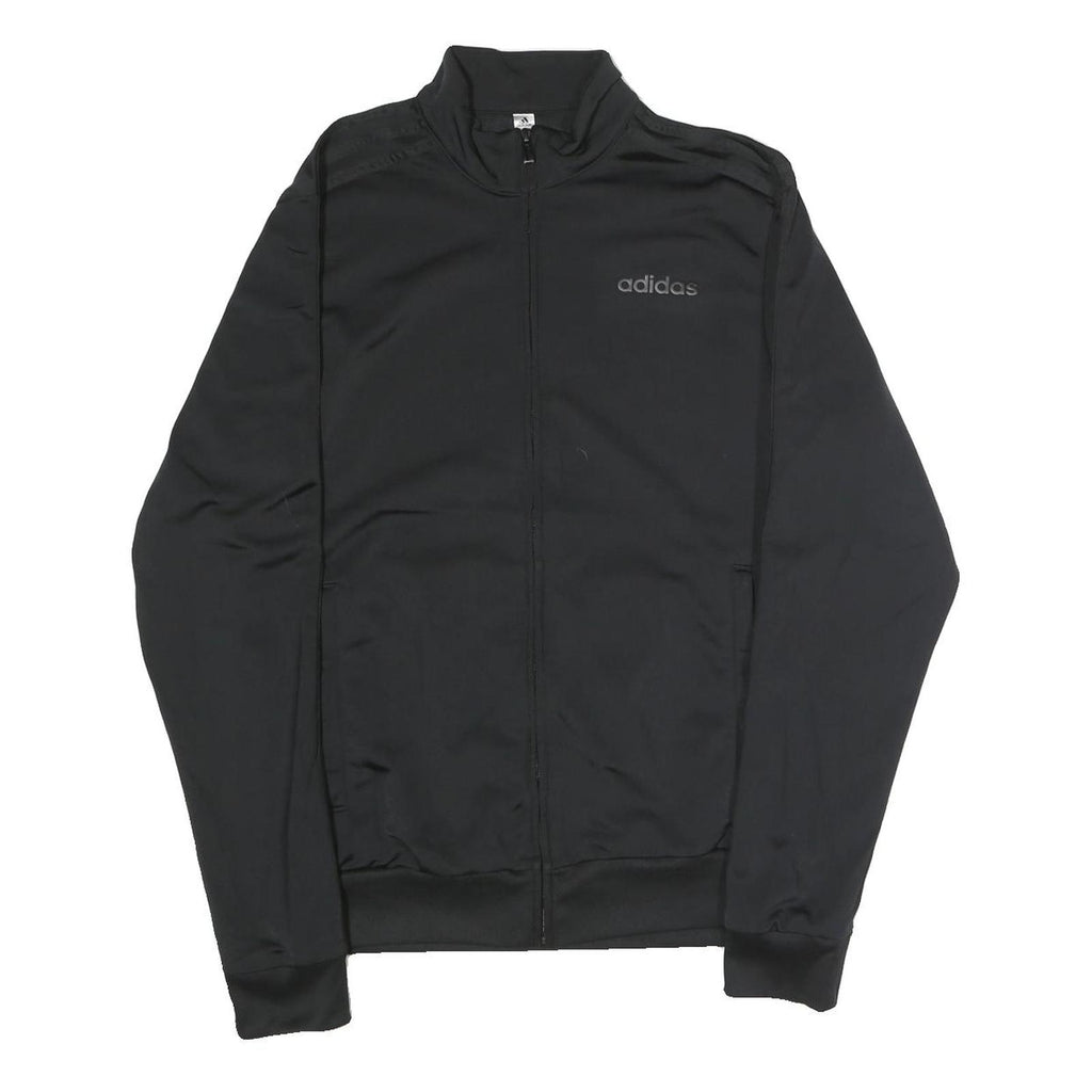 ADIDAS Mens Black Coach Jacket S Polyester Plain Zip Athletic Sportswear