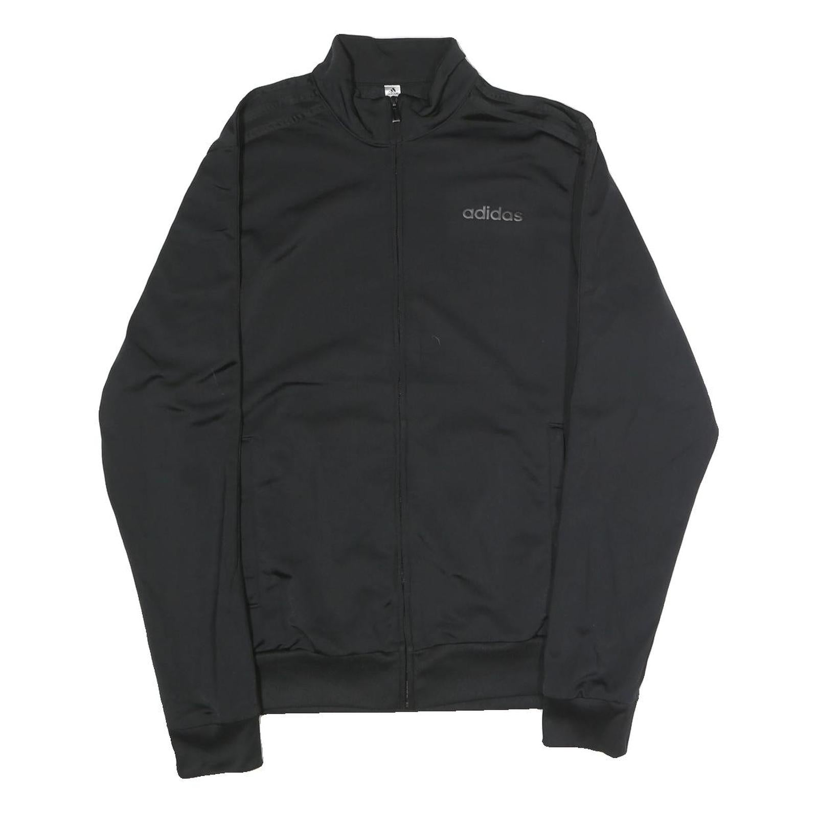 ADIDAS Mens Black Coach Jacket S Polyester Plain Zip Athletic Sportswear