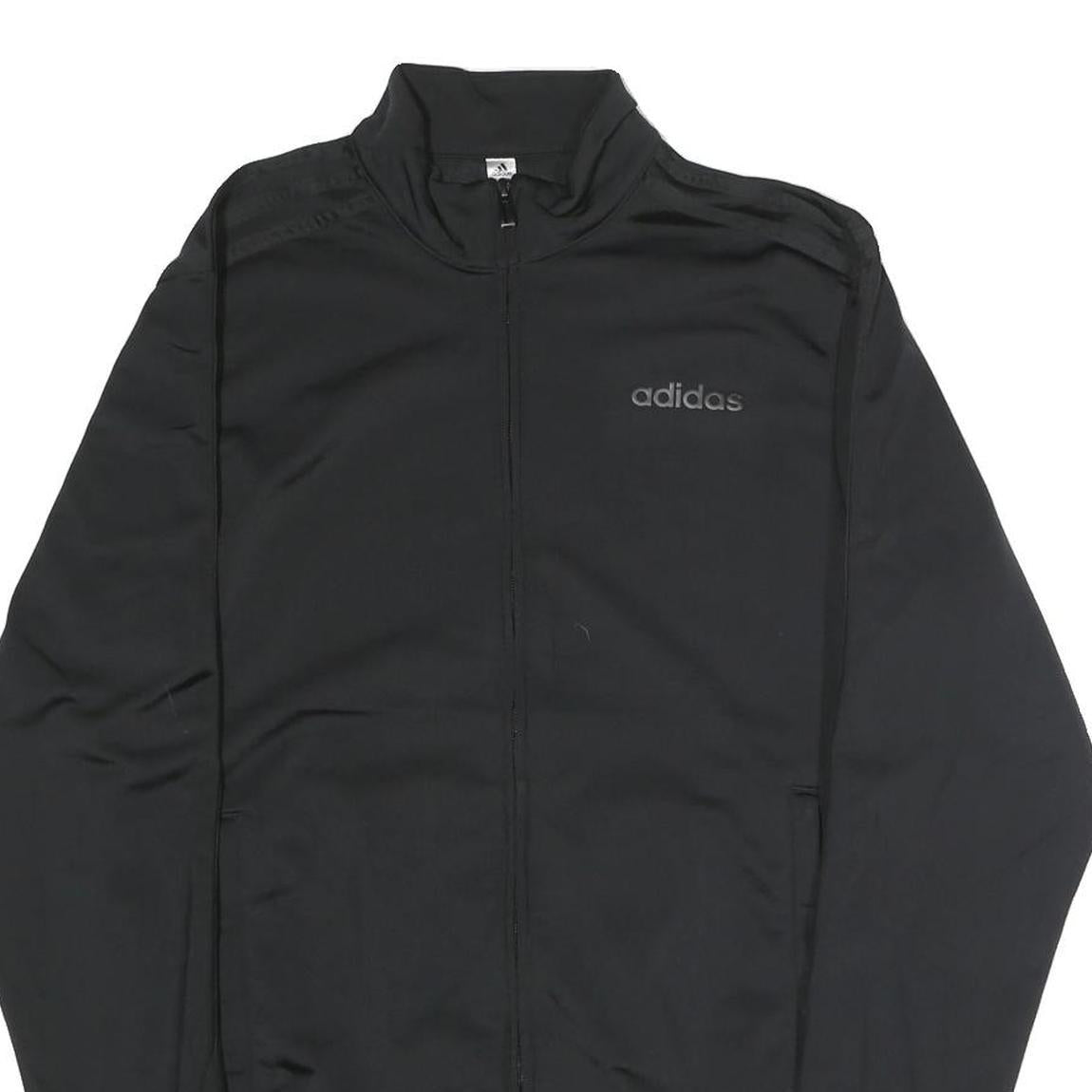 ADIDAS Mens Black Coach Jacket S Polyester Plain Zip Athletic Sportswear