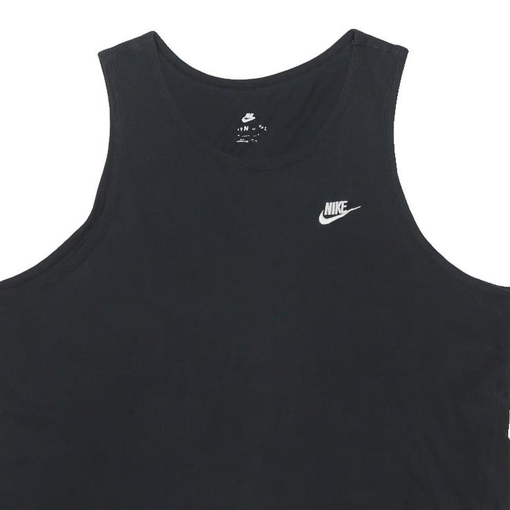 NIKE Mens Black T-Shirt Sleeveless Crew Neck XL Cotton Blend Logo Print