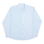 GERMAN WEAR Mens Blue Checked Shirt M Classic Fit Long Sleeve Button Fastening