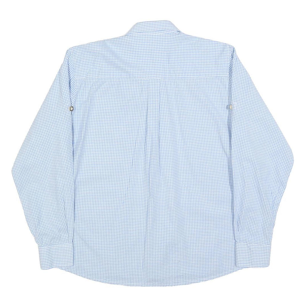 GERMAN WEAR Mens Blue Checked Shirt M Classic Fit Long Sleeve Button Fastening