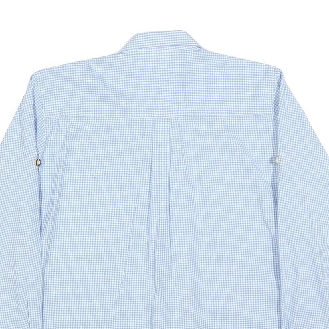 GERMAN WEAR Mens Blue Checked Shirt M Classic Fit Long Sleeve Button Fastening