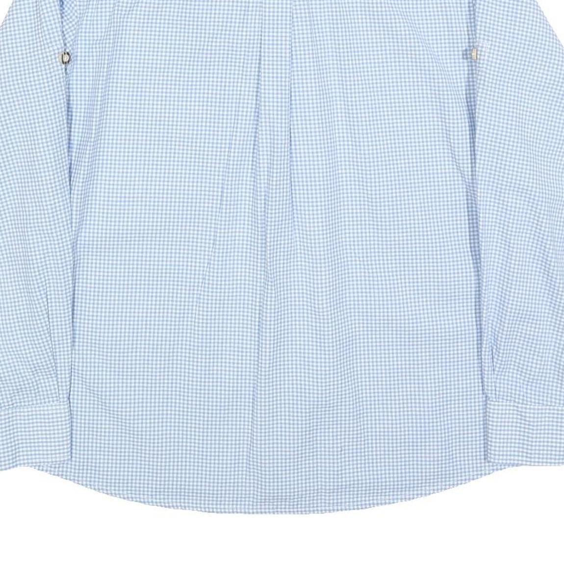 GERMAN WEAR Mens Blue Checked Shirt M Classic Fit Long Sleeve Button Fastening