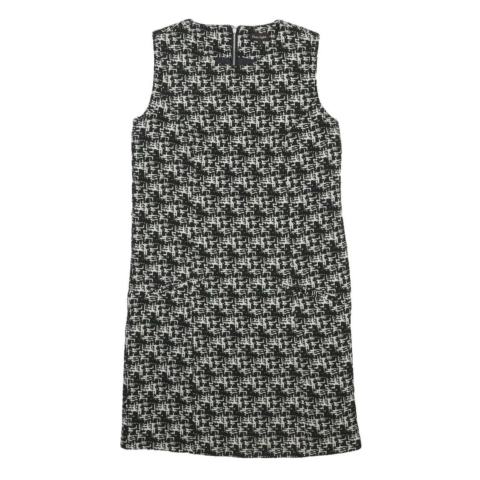 PHASE EIGHT Womens Black & White Woven Shift Sleeveless Knee Length UK 8 Tweed