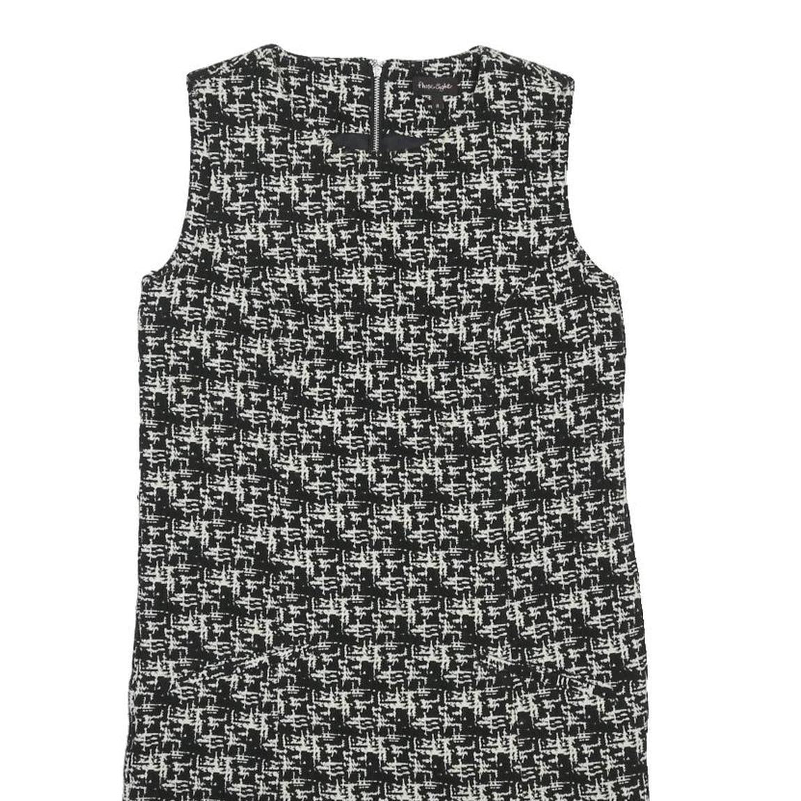 PHASE EIGHT Womens Black & White Woven Shift Sleeveless Knee Length UK 8 Tweed