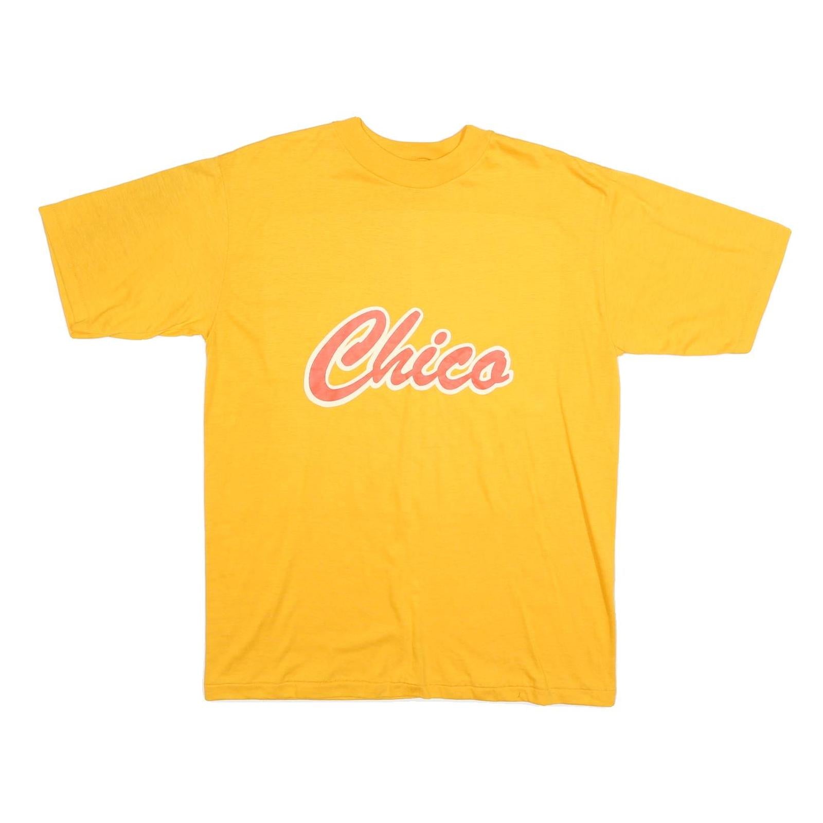 T PLUS Mens Yellow Chico Graphic T-Shirt XL Short Sleeve Crew Neck Cotton Blend