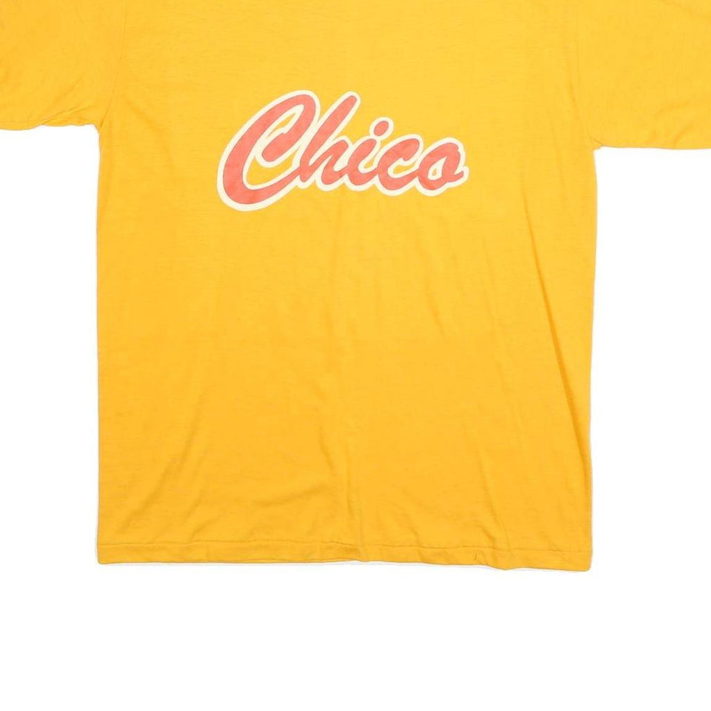 T PLUS Mens Yellow Chico Graphic T-Shirt XL Short Sleeve Crew Neck Cotton Blend