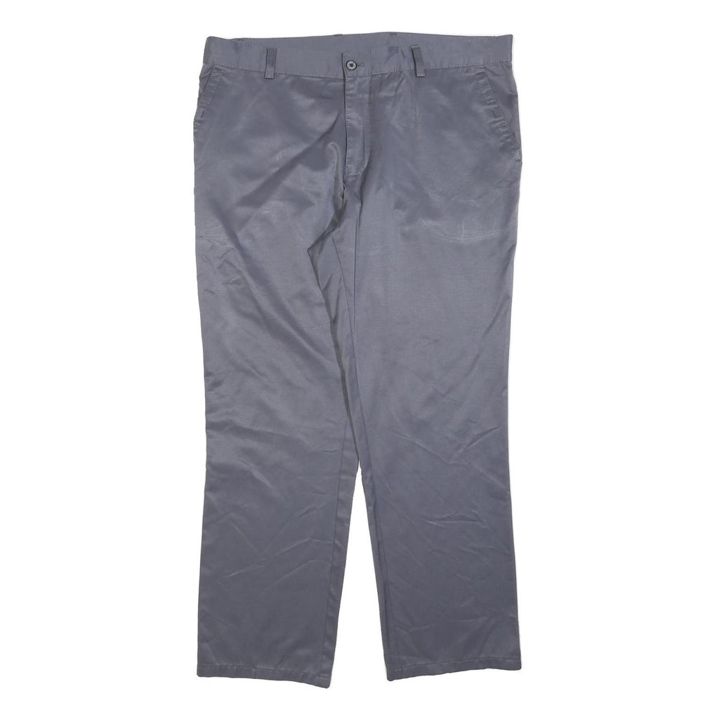 Grey Mens Regular Fit Cotton Blend Trousers W38 L30 Zip Closure Comfortable