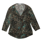 PER UNA Womens Black Brown Green Floral Print V-Neck Long Sleeve Top UK 14