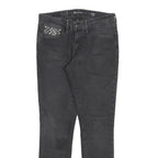 LEVI'S Womens Slim Black Denim Straight Dark W30 L32 Studded Pocket Zip Jeans