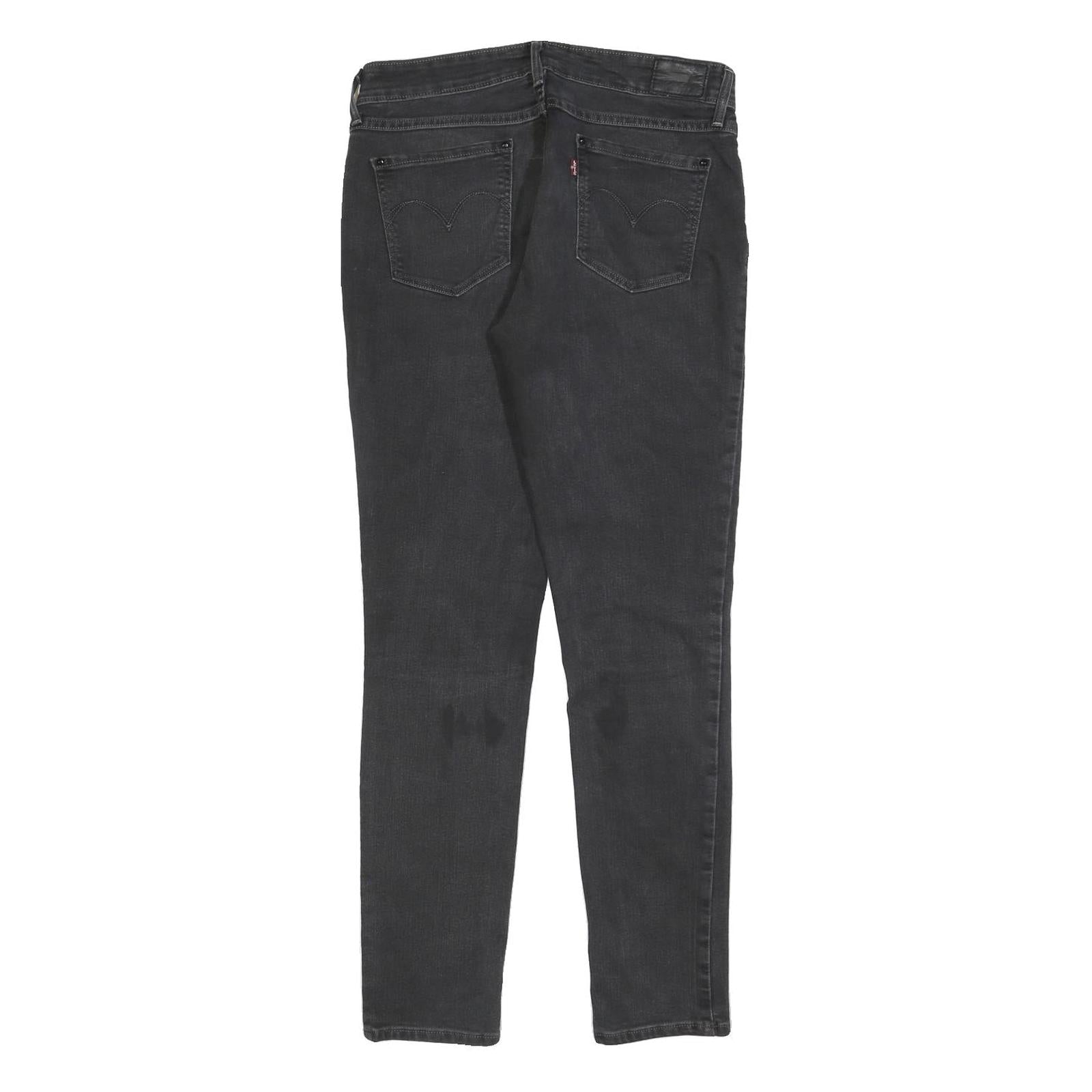 LEVI'S Womens Slim Black Denim Straight Dark W30 L32 Studded Pocket Zip Jeans