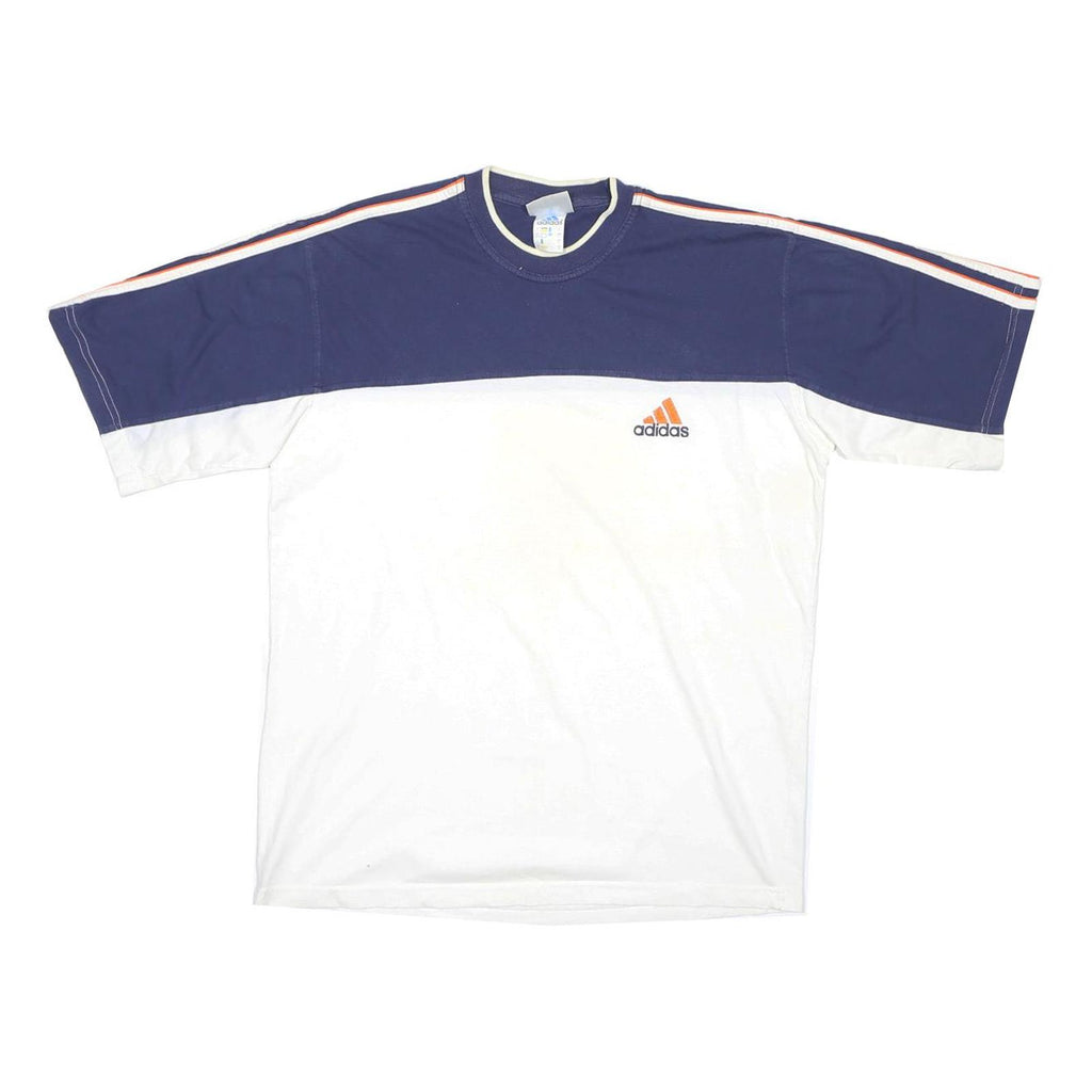 ADIDAS Mens Blue & White Graphic T-Shirt L Short Sleeve Crew Neck Sports Casual