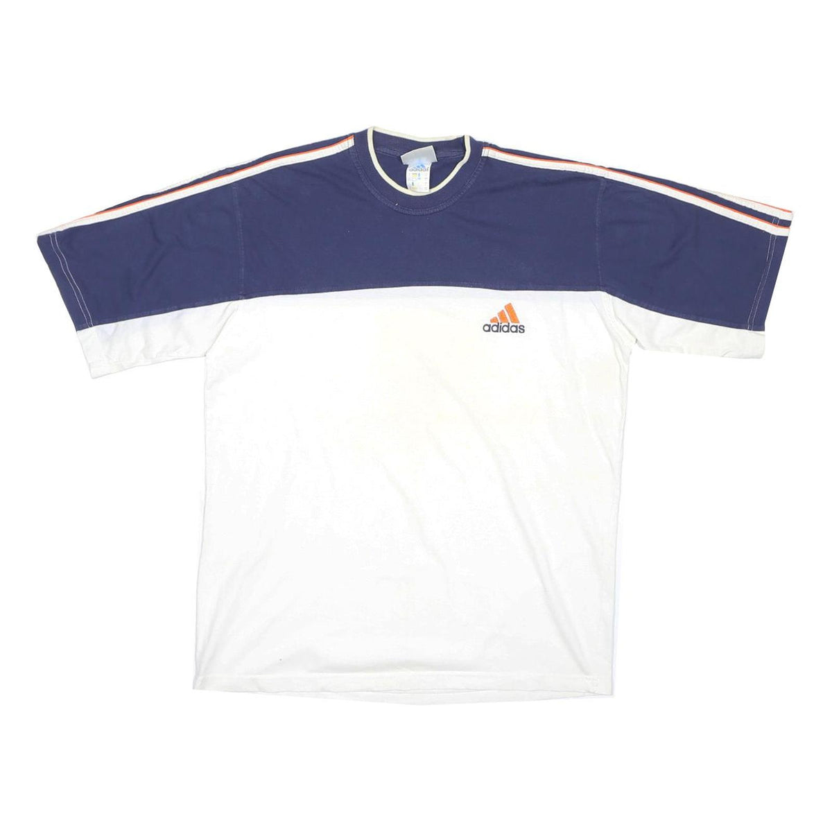 ADIDAS Mens Blue & White Graphic T-Shirt L Short Sleeve Crew Neck Sports Casual