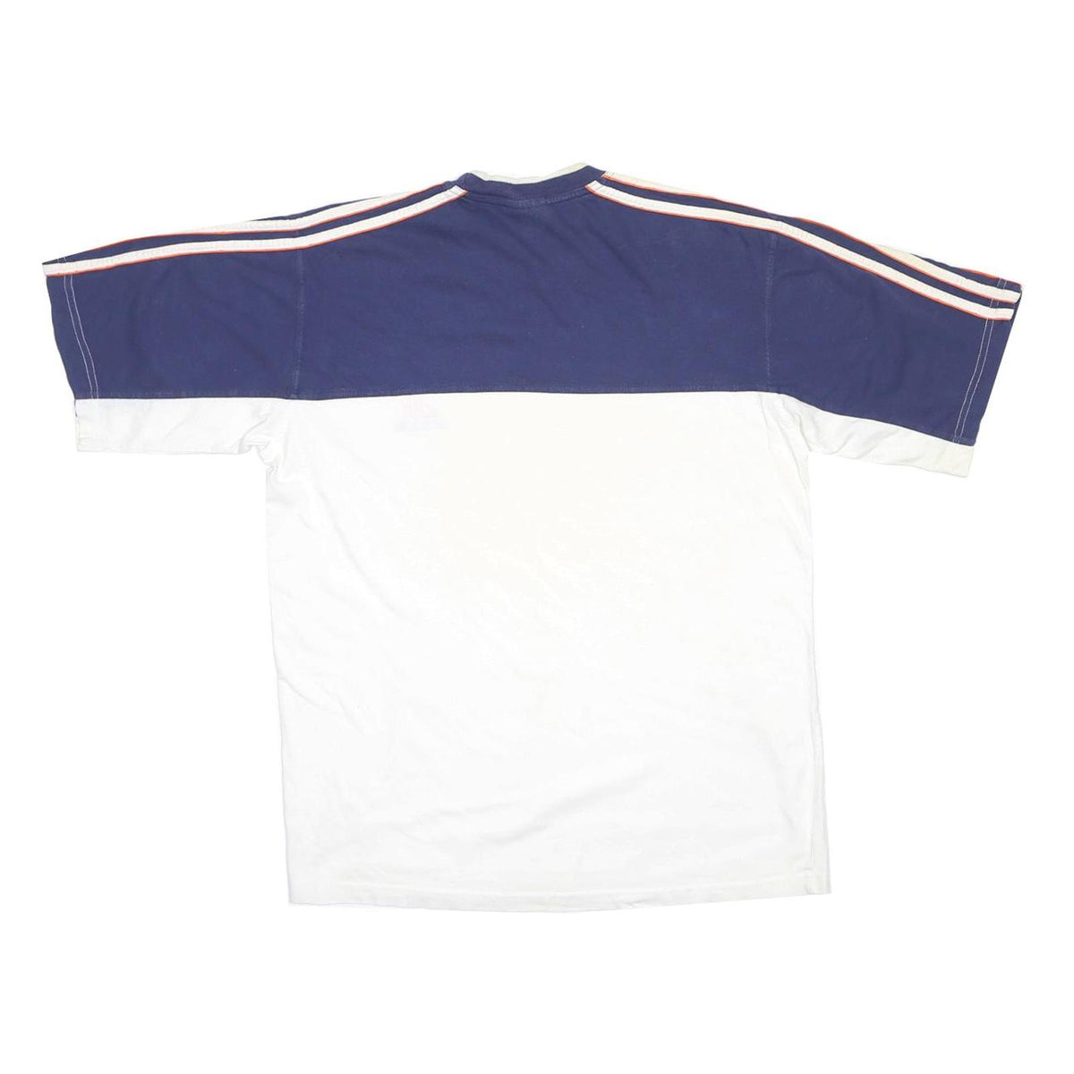 ADIDAS Mens Blue & White Graphic T-Shirt L Short Sleeve Crew Neck Sports Casual